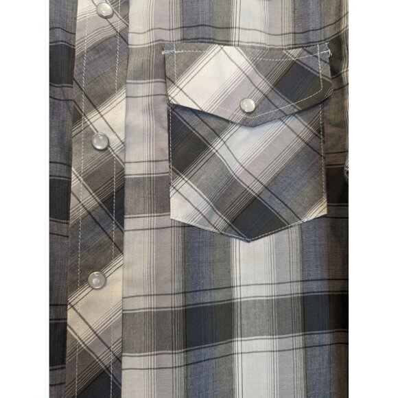 Roper Boys' Multi Plaid Long Sleeve Woven Western Shirt Grey Large 12-14 - Picture 2 of 6